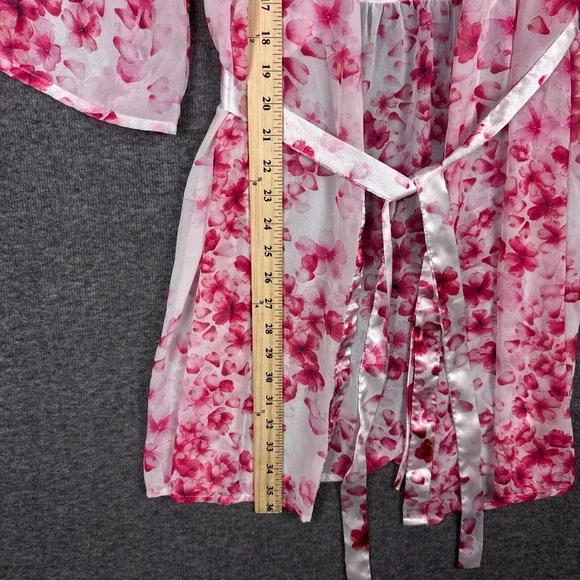 Oscar De La Renta Women's Pink Label‎ Floral Robe S/XS Sheer Bridal EUC Pinks - Picture 3 of 9